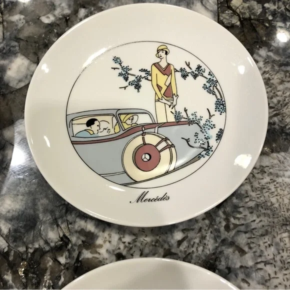 Jacques Lobjoy art deco car theme plates - Picture 3 of 10